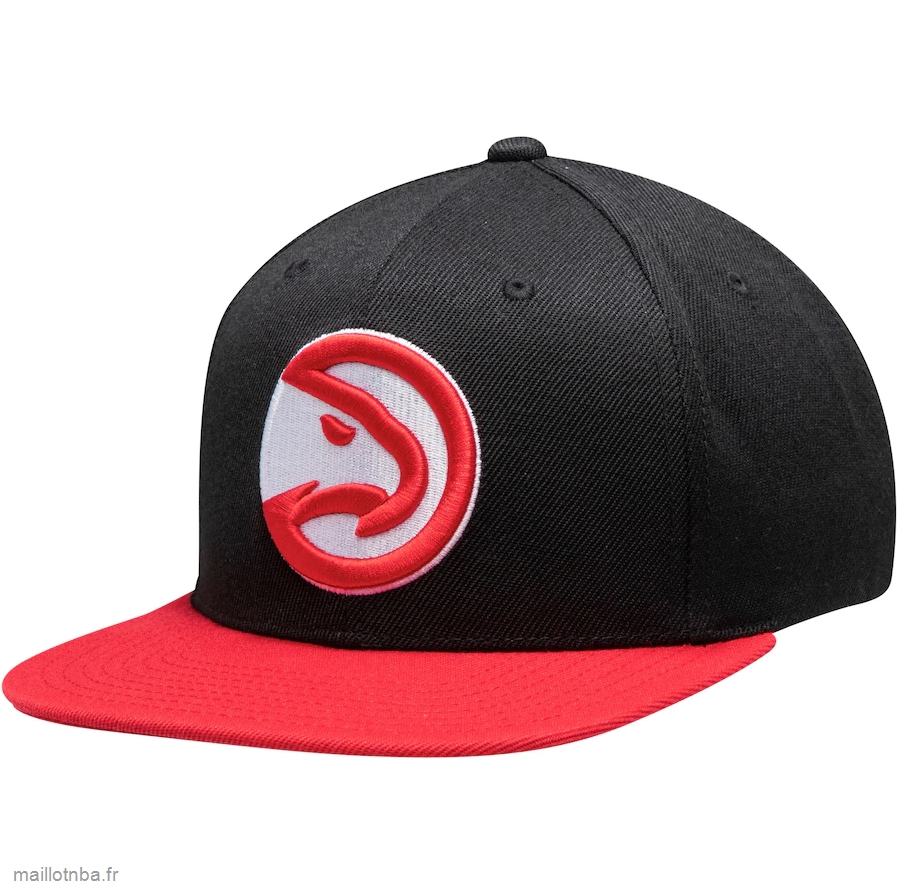 Maillot Atlanta Hawks Mitchell & Ness BlackRed Logo Adjustable Central Snapback Hat